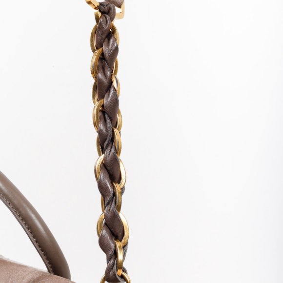 Nina Ricci Taupe Fur Watersnake Bracelet PM Shoulder Bag - Picture 7 of 12